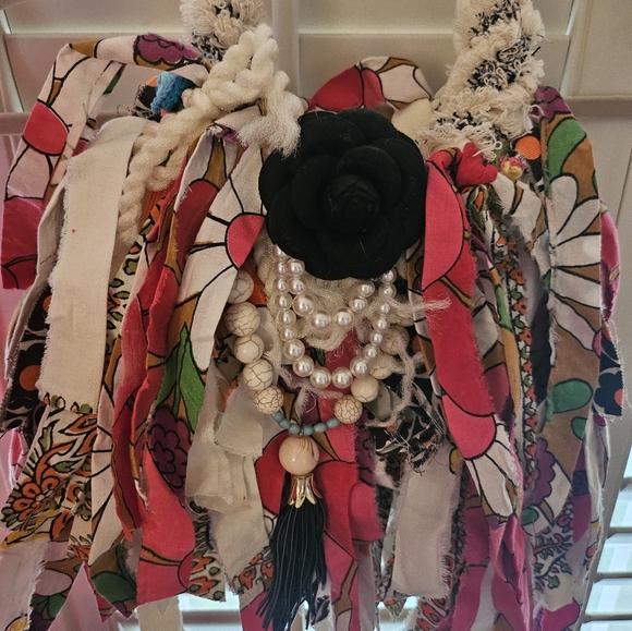 Vintage Scarf style high neck Handmade Vintage Fabric Scrap Hippie Boho Handbag - Picture 6 of 12